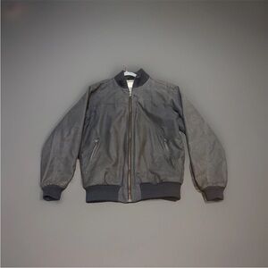 Vintage Filson Ranger Oil Cloth Waxed Bomber Jacket Wool Lining Size L Gray